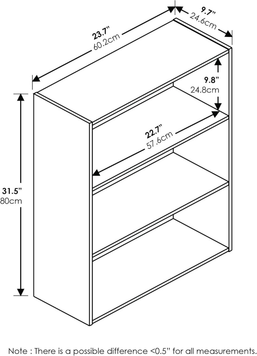 Furinno Pasir 3-Tier Open Shelf Bookcase, Plain White - Image 3