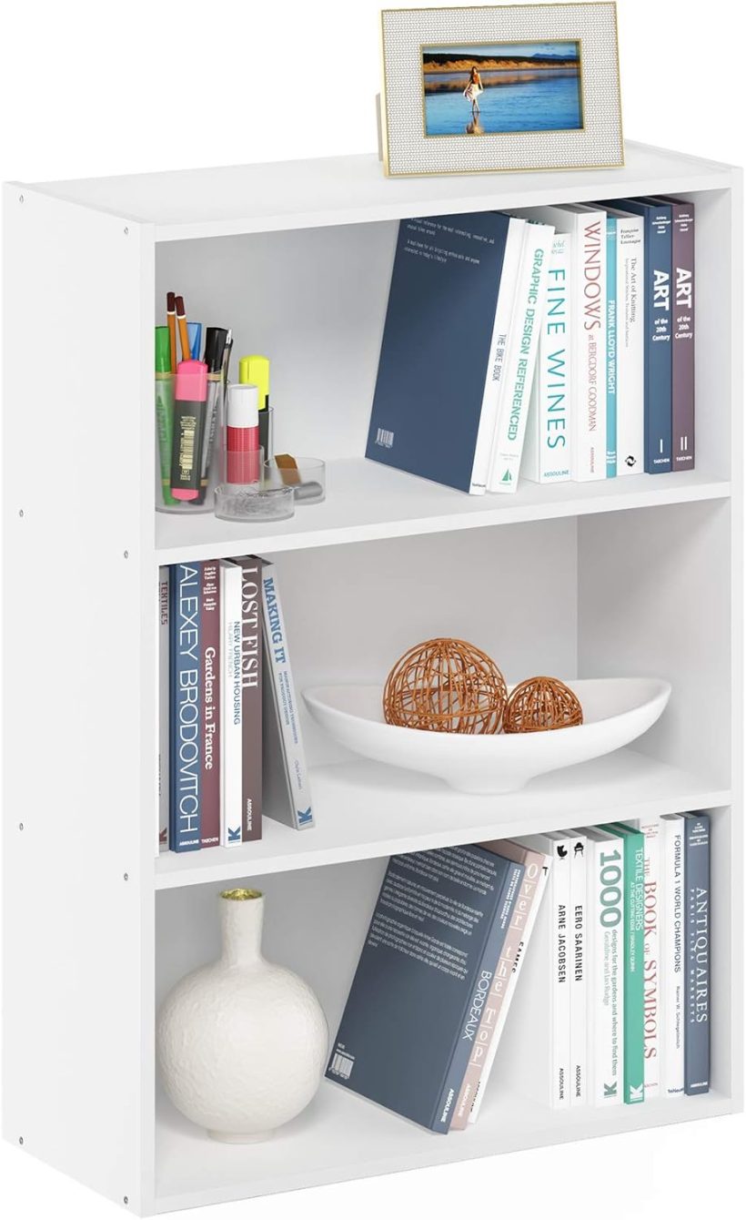 Furinno Pasir 3-Tier Open Shelf Bookcase, Plain White - Image 5