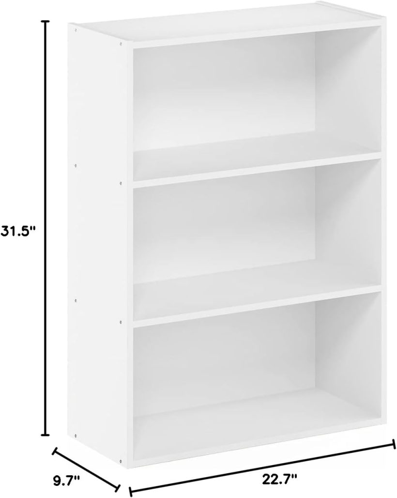 Furinno Pasir 3-Tier Open Shelf Bookcase, Plain White - Image 9