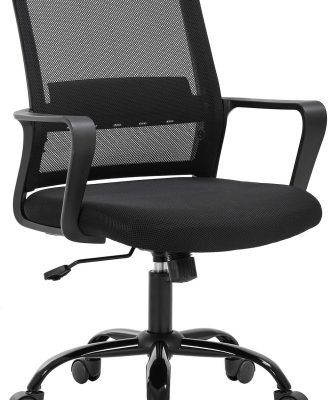 Home Office Chair Ergonomic Desk Chair Swivel Rolling Computer Chair Executive Lumbar Support Task Mesh Chair Adjustable Stool for Women Men (Black)